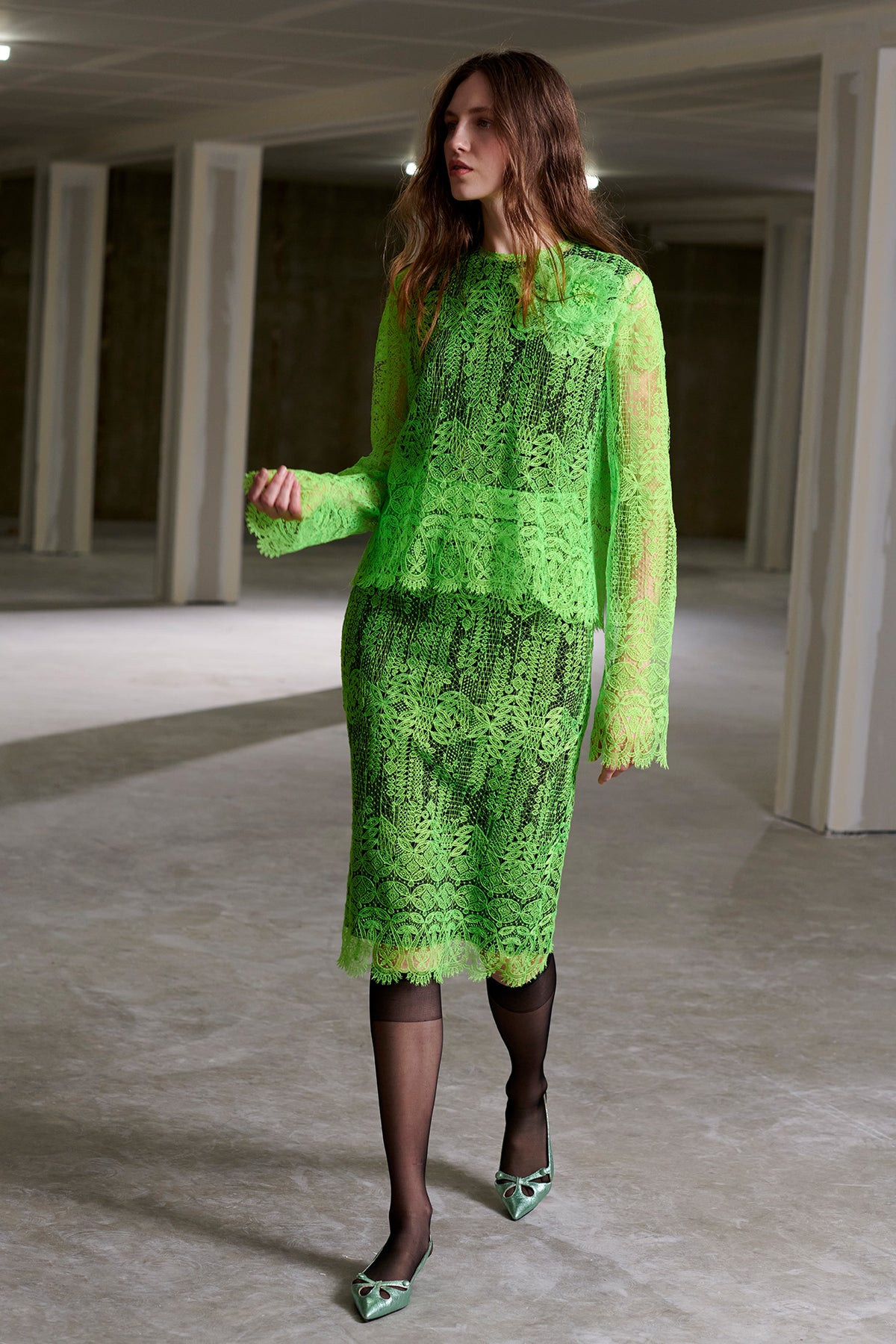 Neon Lace Pencil Skirt AUDRA Neon Lace Pencil Skirt AUDRA