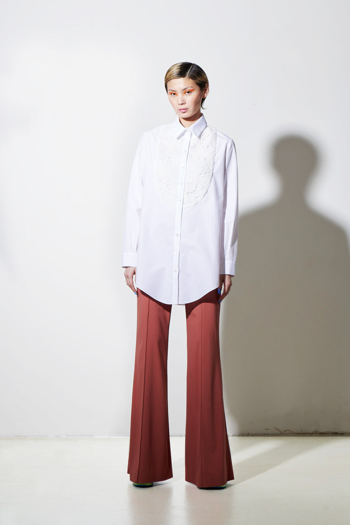 Crepe Suiting Pintuck Flare Pant